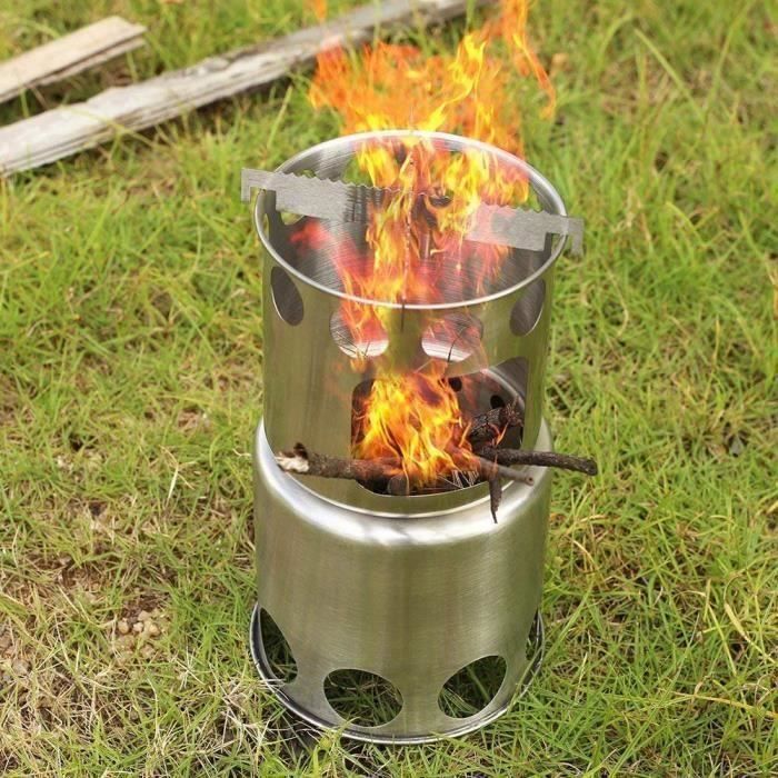 Nouveau réchaud de camping en acier inoxydable pour réchaud à bois facile
