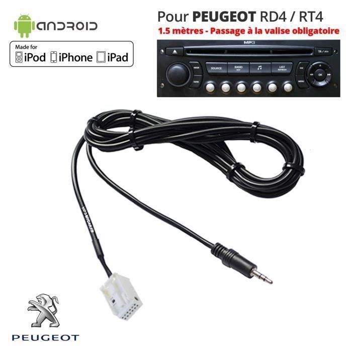 Câble AUX MP3 Auxiliaire Jack 3.5mm Peugeot RD4 RT4 307 407 3008 RCZ 5008 308 