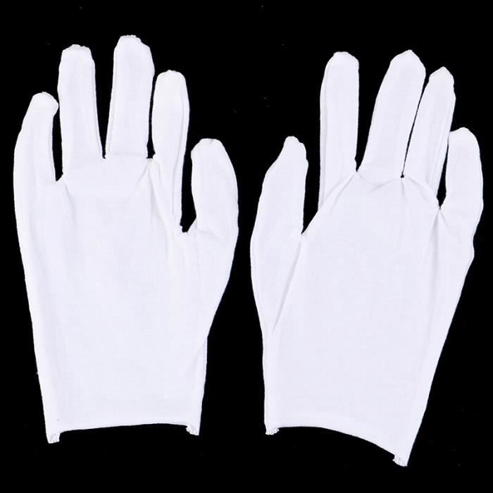 6 Paires de gants blancs en coton douce bijoux gants de travail d'inspection 