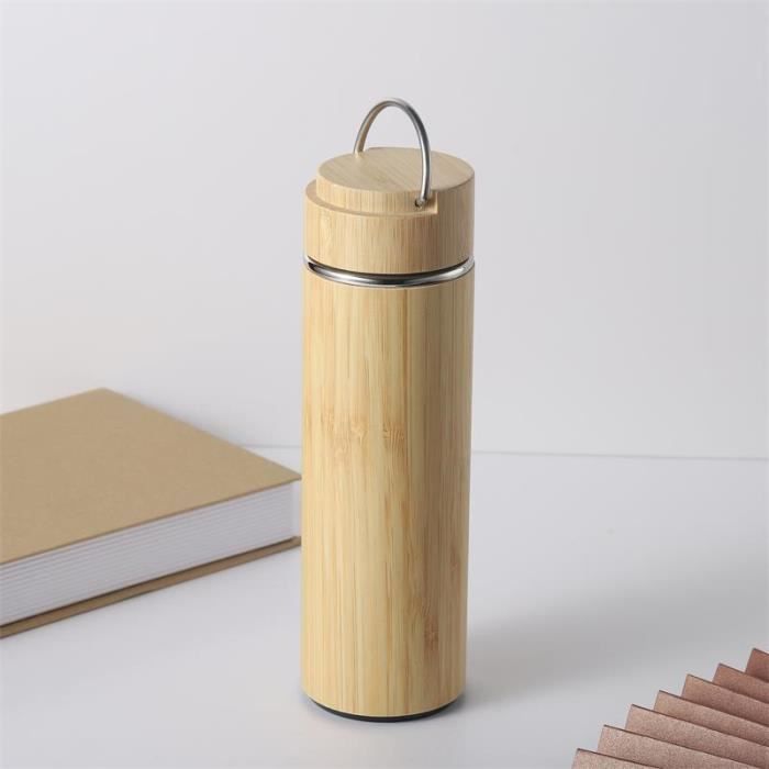 Bouteille Thermique En Bambou Pour Enfant – Gourde Isotherme Inox – Bureau Ou école