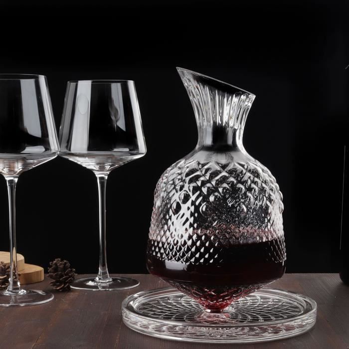 Décanteur à vin rotatif à 1350 degrés, Récipient à vin en cristal,  Bouteille en verre, Carafe à vin Brandy Wh