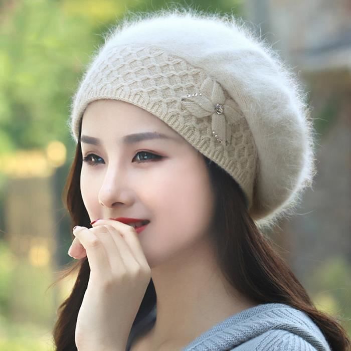 Casquette,bonnet chaud en tricot pour femme adulte,Double couche