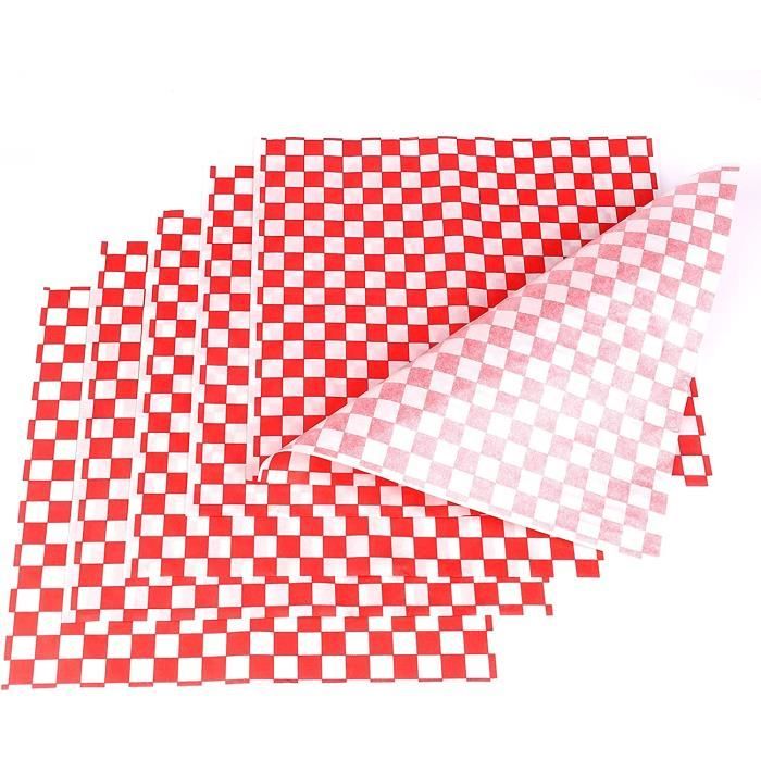 Papier D'emballage Alimentaire Ciré - 18x18 Cm, 100 Feuilles - Imperméable Aux Graisses, Pour Frites, Burgers, Sandwichs - 8
