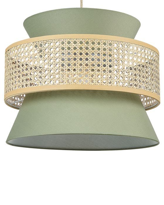 Lampe suspension en rotin vert et naturel LUYANO