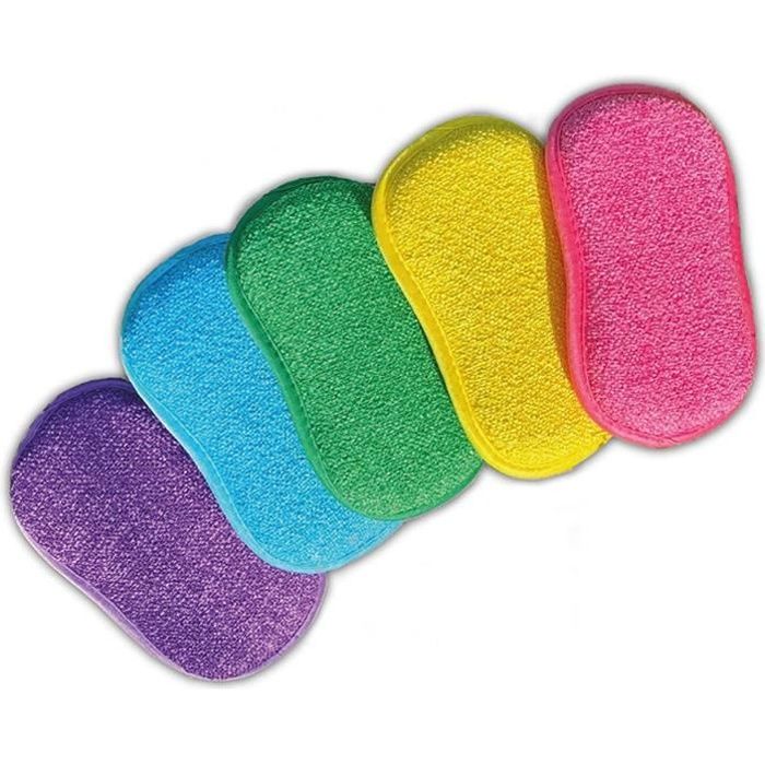 EPONGENIO - Lot de 5 Éponges Ecologique Réutilisables - Double Face - Lavables en Machine - Anti Rayure, Multi-Surfaces - Vu à la TV