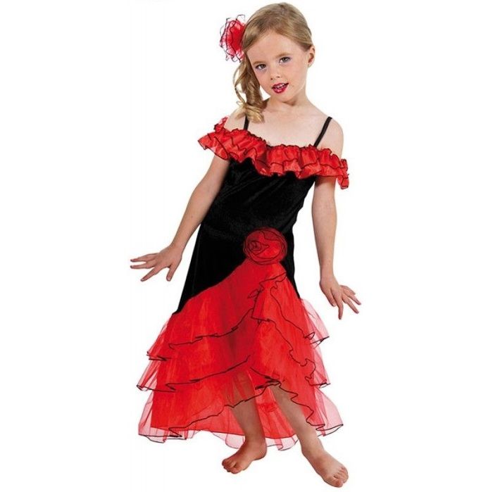 D guisement Espagnole Fille CHAKS 7 8 ans Robe Rouge et Noire