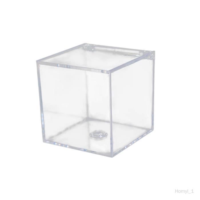 Boîte de rangement en acrylique transparent, cube carré