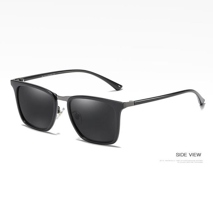 Lunettes De Soleil Rétro Carrées Polarisées – Style Punk, UV400, Noires – Unisexe