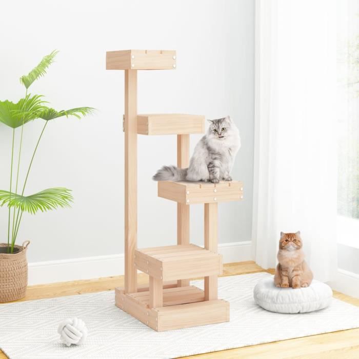 Meilleurs prix pour HEN - Arbre à chat 45,5x49x103 cm Bois de pin massif  - EJL7334380945365