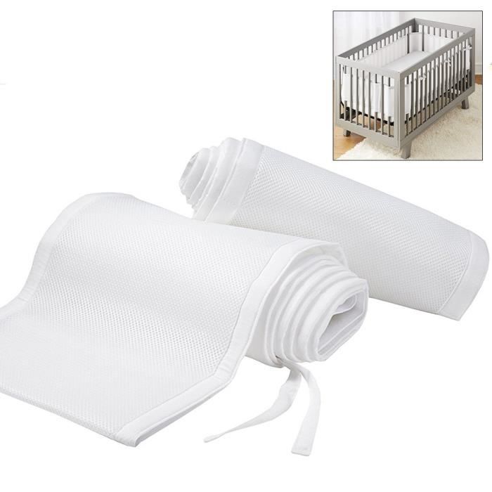 ESTINK Tour de lit bébé Coussinets de Protection pour Lit de bébé, Pare-chocs de Lit de bébé en Maille Respirante deco linge Blanc