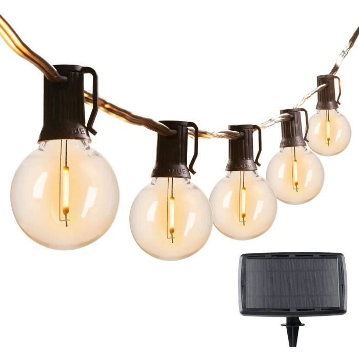 Homèlle Guirlande lumineuse solaire - 25 LED - 75 mètres - Blanc chaud - Eclairage de jardin - Lampe extérieur - Transparent