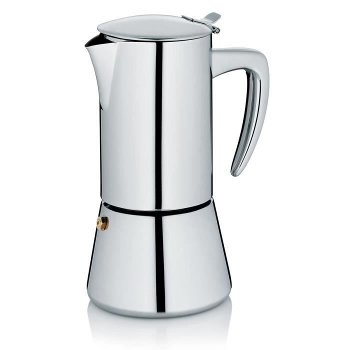 Cafetière Espresso Induction Ferrara Kela – 6 Tasses 300 Ml – Acier Inox Noir Mat Design Moderne Pour Tous Feux