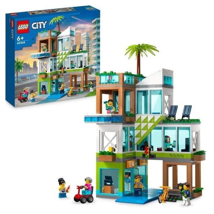 LEGO® City 60365 L’Immeuble d’Habitation, Maquette Modulaire avec Chambres, Magasin et Vélo