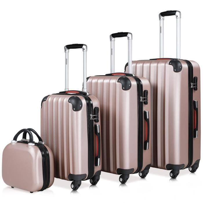 Lot de 3 valises rigides en ABS avec poignées télescopiques réglables de 71 cm 2 Options Disponibles Adventurer 3 Sizes Doubles Roues à 360 degrés et Cadenas à Combinaison TSA 