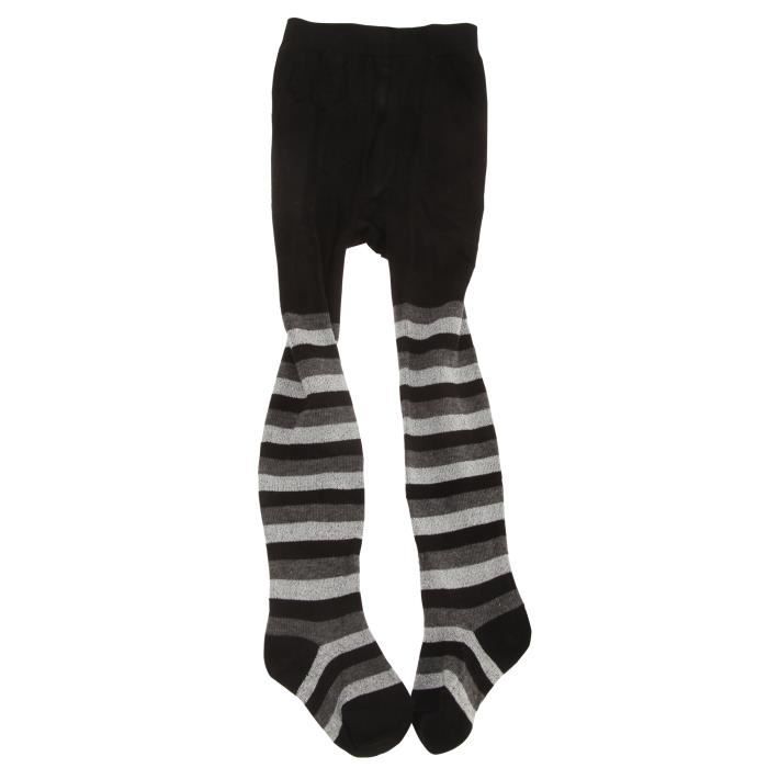 Collant à pois/rayures Bébé fille Noir/rayures grises Cdiscount