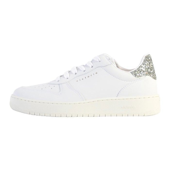 Victoria Baskets en cuir et pailleté femme Victoria Madrid - plata - Gris - Lacets - VICTORIA