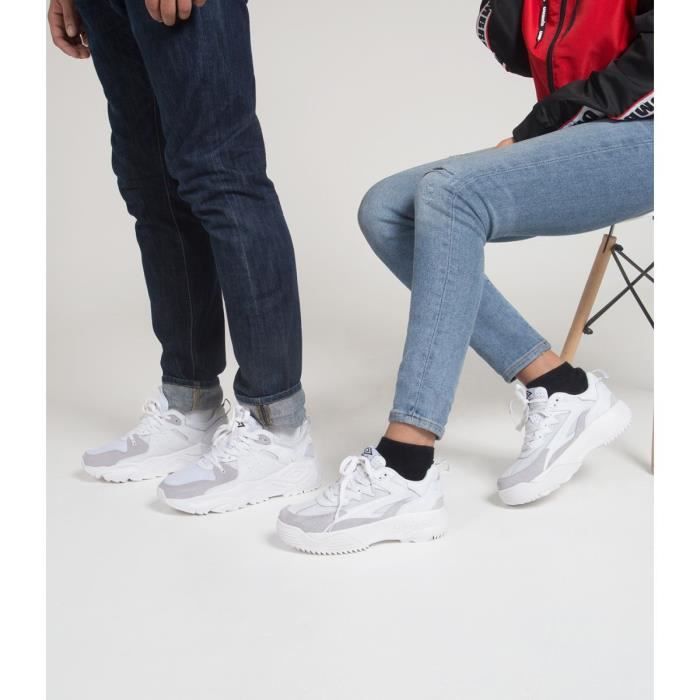 Basket basse en cuir mixte Umbro Blanc Lacets Blanc Cdiscount Chaussures