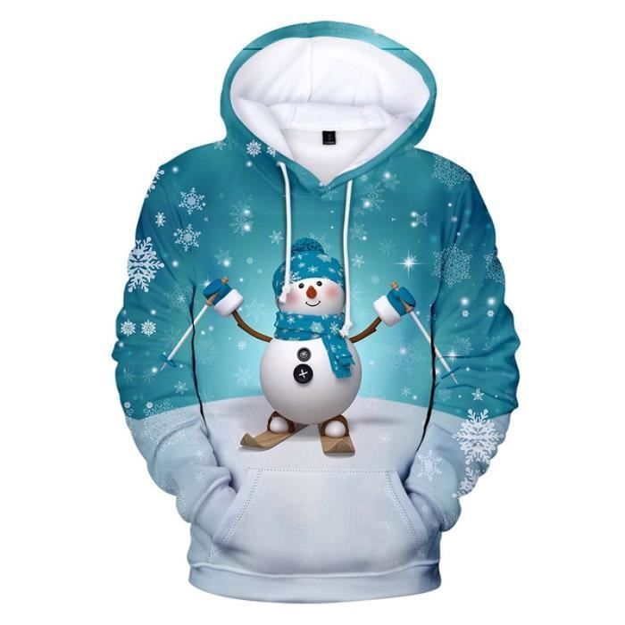 Pull De Noël Humoristique Homme - Sweat-shirt Moche à Manches Longues - Motifs 3D Drôles - Cadeau