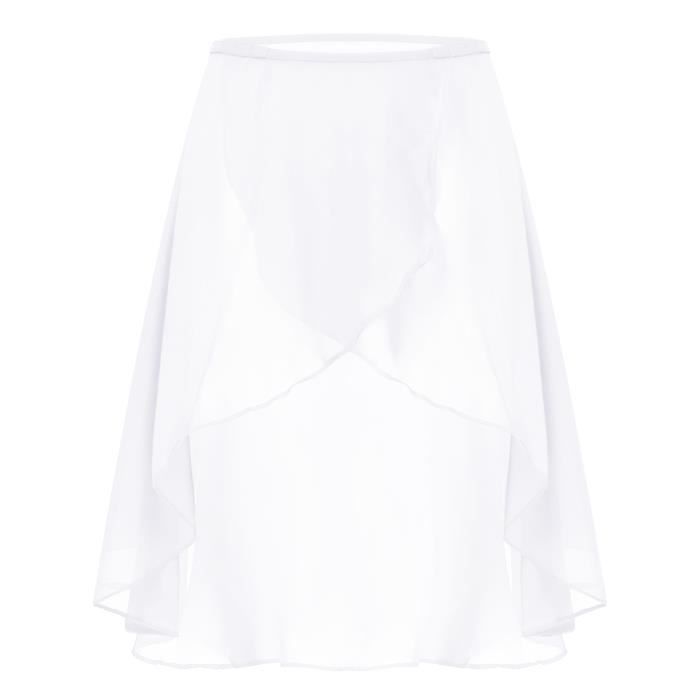 yizyif jupe danse classique femme asymétrique jupe mousseline de soie jupette gymnastique ballet dancewear blanc
