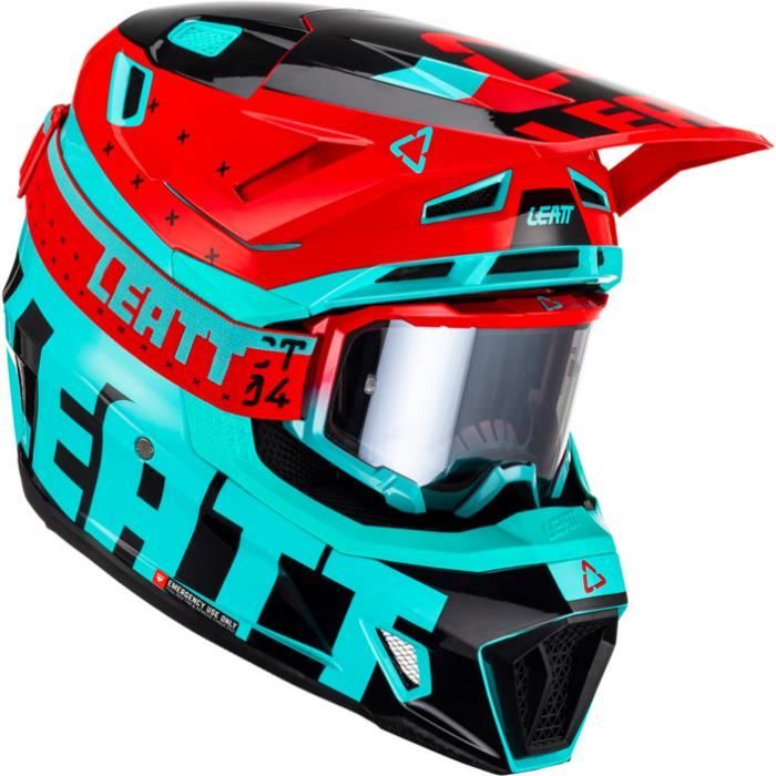 Kit casque moto cross avec lunettes Leatt 7.5 23 - bleu/rouge - XS