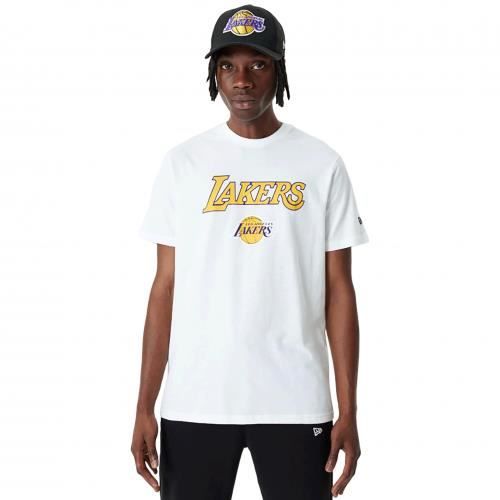 Tee shirt homme - NEW ERA - Los Angeles Lakers - Blanc - Manches courtes - 100% coton