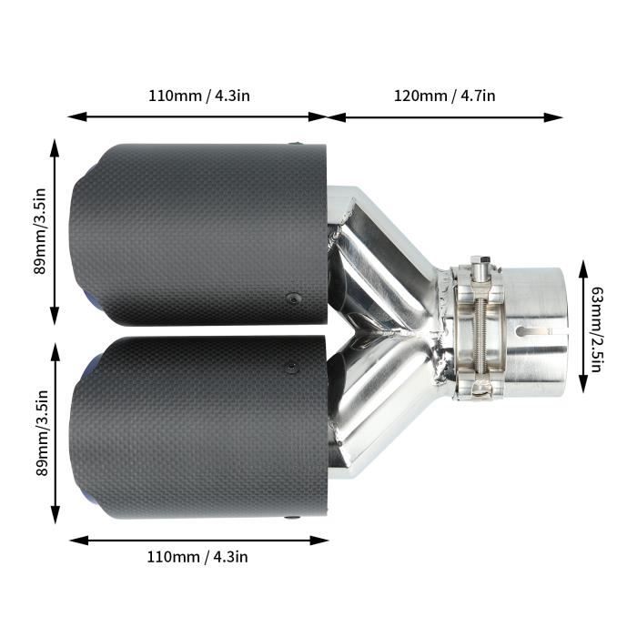 Acier Inoxydable T-304 Embouts Échappement Double Universel Acier