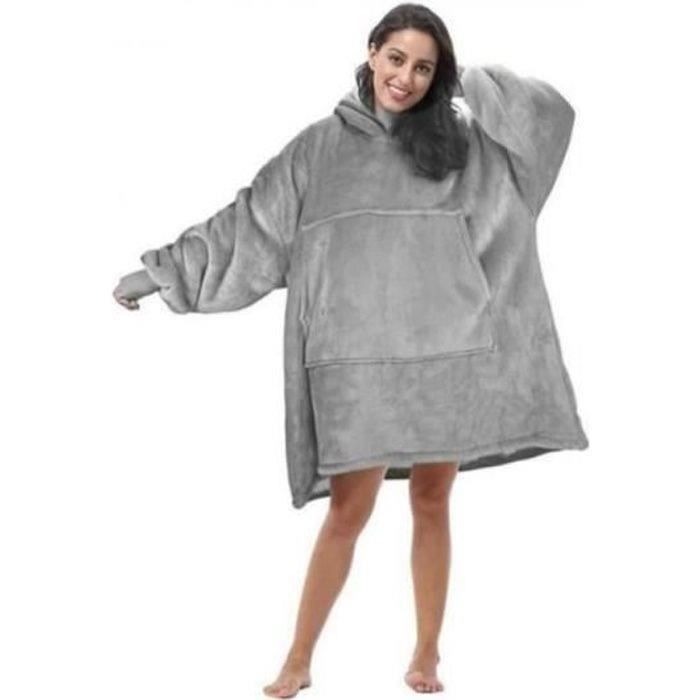 Sweat à Capuche Géant Doublure Sherpa - Couverture Wearable Homme/femme - Chaud Et Ultra Doux - Taille L