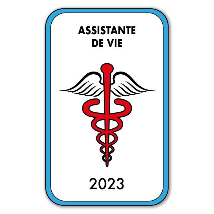 Autocollant Sticker - Vignette Caducée 2023 pour Pare Brise en Vitrophanie - V4 Assistante de Vie Assistante De Vie