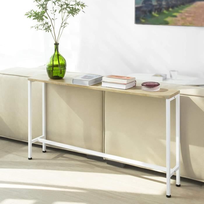sobuy fsb19-z table console table d'appoint bout de canapé table d’entrée cadre et 4 pieds en fer - l120cm x p20cm x h65cm
