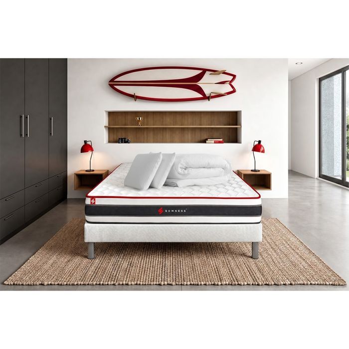 Pack matelas ENERGY 140x200 - SOMNESS - Mémoire de forme - 22 cm - 2 oreillers inclus