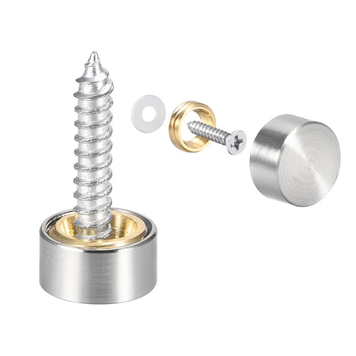 Vis à mirroir SOURCING MAP Cache Vis Miroir Décoratif Capuchons Couverture Clous Brossé Acier Inox 10mm 4Pcs