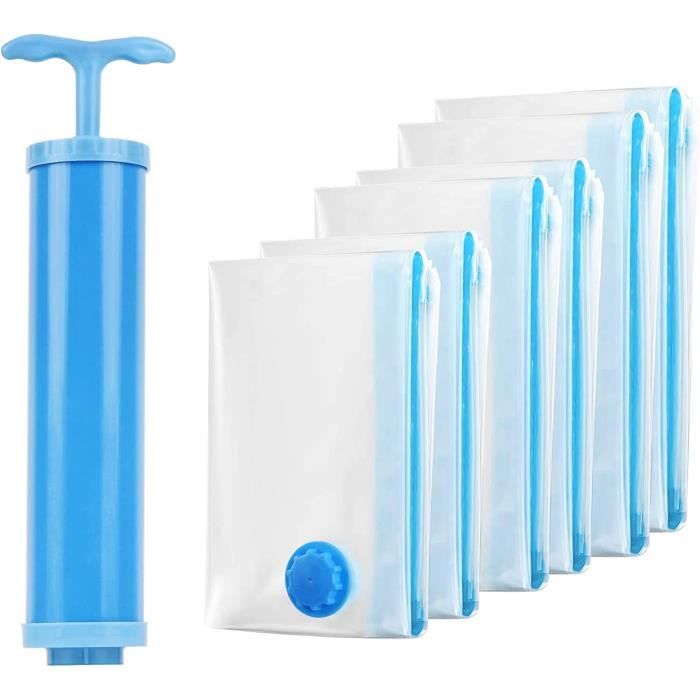 Sacs De Rangement Sous Vide 6 Pièces – 2J/2L/2S + Pompe électrique – Pour Vêtements, Couvertures, Déménagement, Voyage - 6