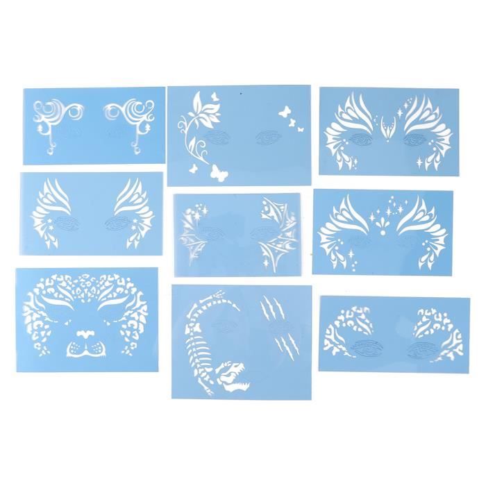 Pochoirs Maquillage Visage 16 Pièces - Motifs Fleurs Pour Fête, Halloween, Carnaval | Réutilisables