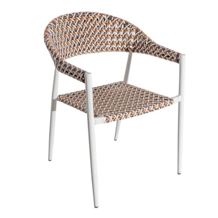 chaise de jardin aluminium/ blanc-orange-marron - cadiz - l 56 x l 59.5 x h 81