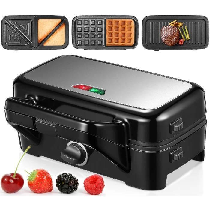 Appareil Croque Monsieur, Gaufrier 3 En 1 Multifonctions 1200W ...