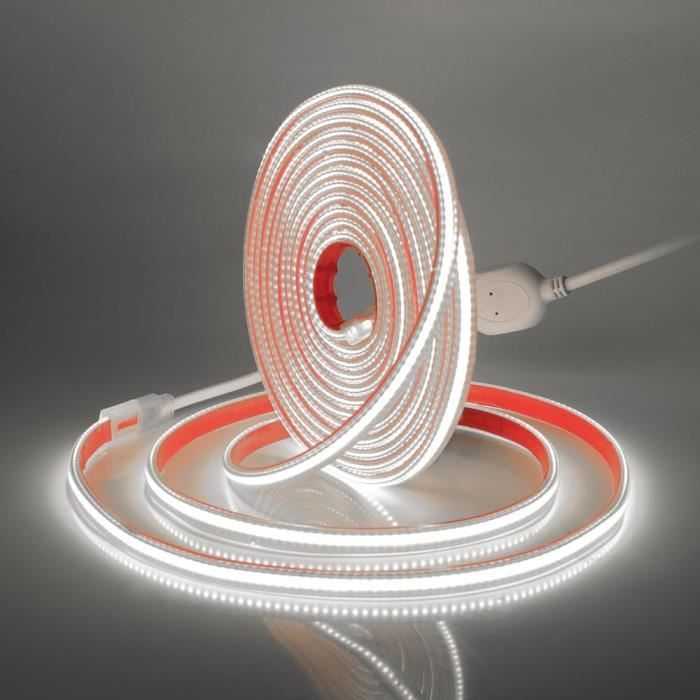 Bande LED COB Flexible 220V - 288 LEDs/m - IP65 étanche - Peut être Coupée Tous Les 50 Cm - Pour Intérieur/extérieur