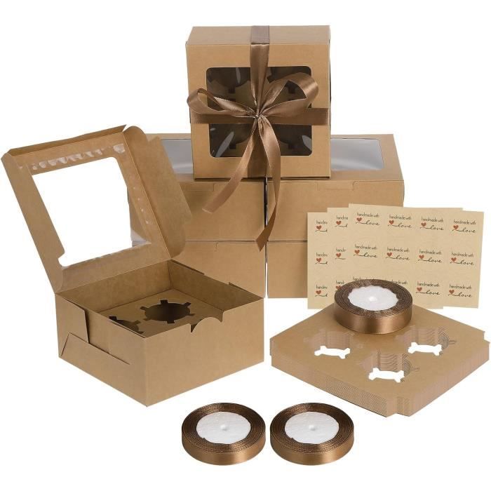 50 Mini Boîtes à Cupcakes Dorées Transparentes 3" – Porte-faveurs Pour Mariage, événements, En Plastique