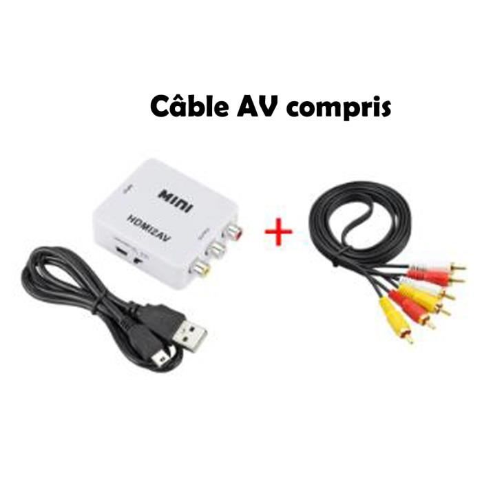 Fansport Adaptateur De Conversion Audio Composite Professionnel HDMI vers AV Converter 