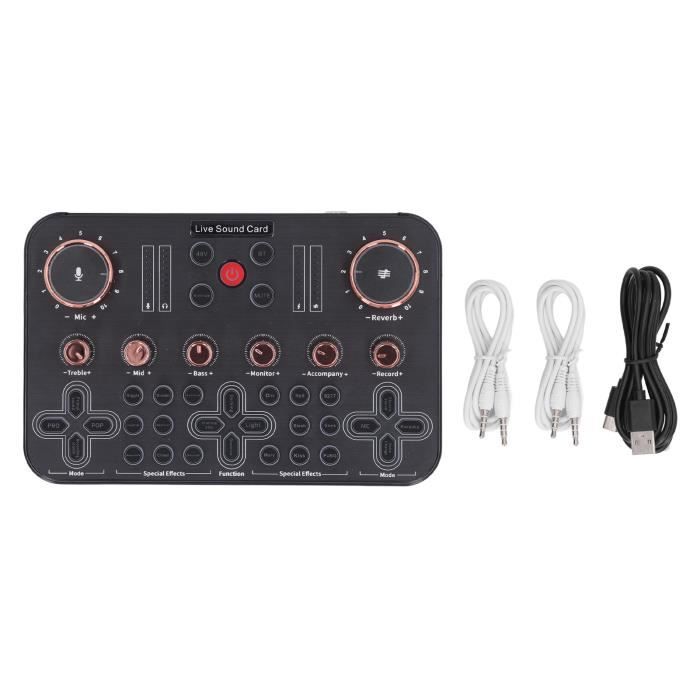 Table De Mixage Voix YQVEOT K1 - Carte Son USB Avec Bluetooth 5.0 - Effets Vocaux, Réduction De Bruit - Pour Streaming, Live Sur PC Et Smartphone - 7