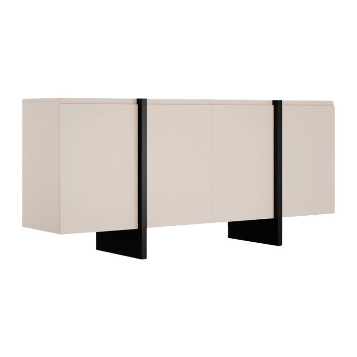 Buffet avec 4 portes en MDF - Beige et Noir - LUVONIA