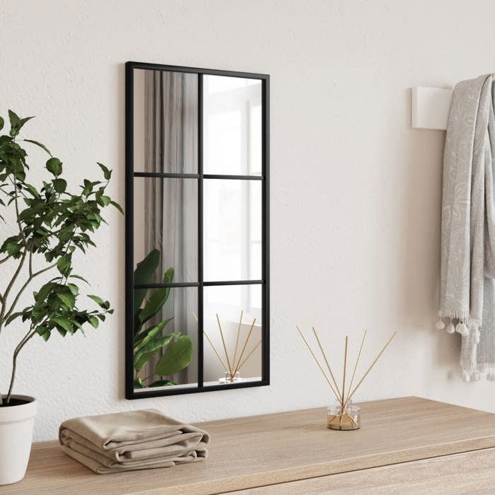 vidaXL Miroir mural noir 30x60 cm rectangulaire fer 358641