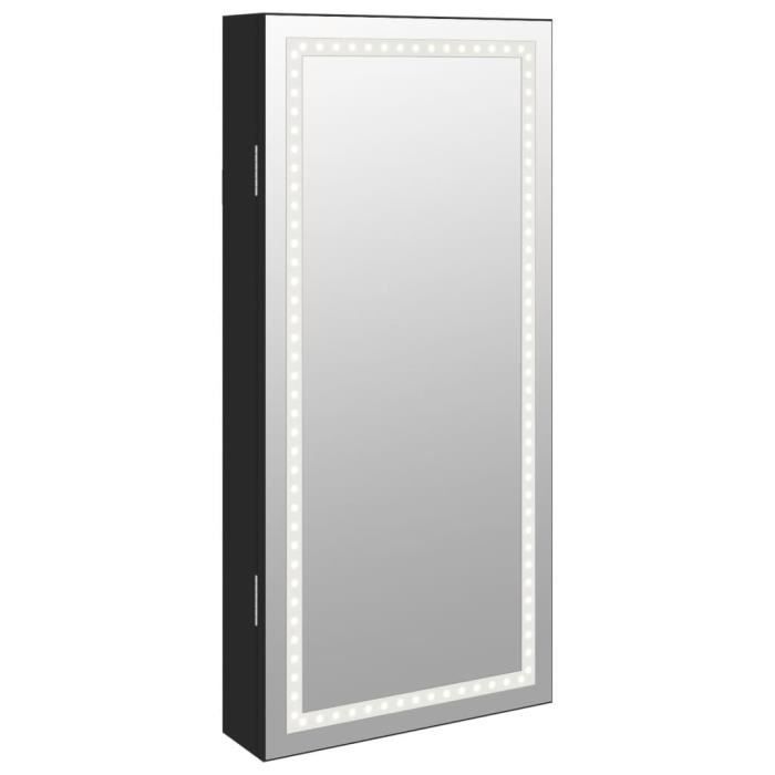 yosoo armoire à bijoux avec miroir et éclairage led mural noir a353248 117221