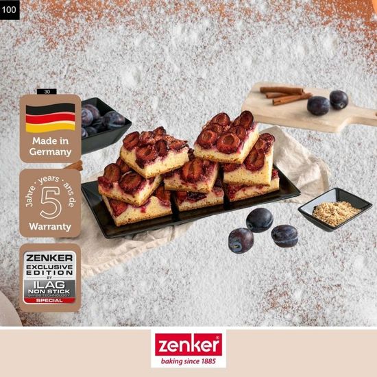 Lot De 2 Plaques De Cuisson Avec Couvercle Zenker - Acier Inoxydable Anti-adhésif - 42x29x7,5 Cm - Four Jusqu'à 230°C - 9