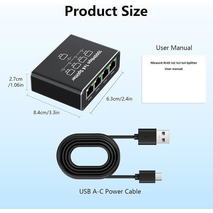 4 Port Ethernet Switch Rj45 Splitter 1000Mbps Multisocket Hub Ethernet ...