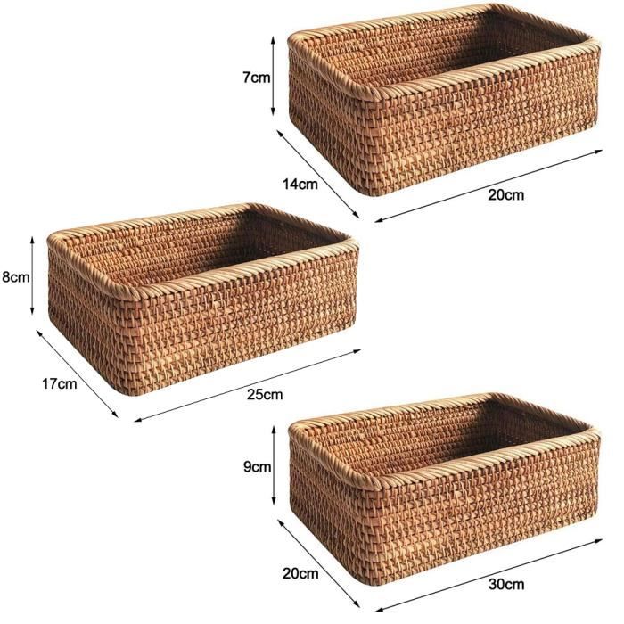 Panier Tressé Forme Bateau - Rotin Naturel - Pour Fruits, Snacks, Décoration - 29x14,5x10 Cm