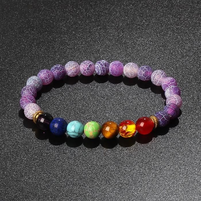 Bracelet Chakra Homme/femme En Pierre Volcanique Naturelle - Longueur 18 Cm élastique - Porte-bonheur, Diffuseur D'huiles Essentielles - 3