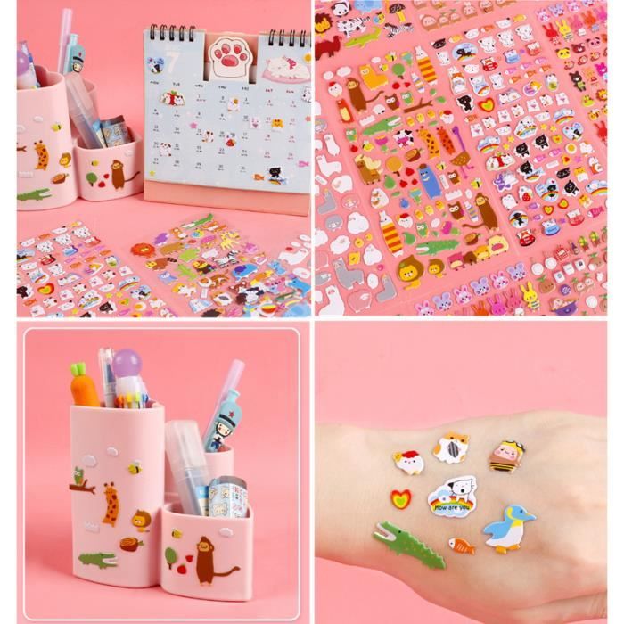 Coffret 6 Livres Gommettes 3D Repositionnables – Dinosaures, Ferme, Océan, Espace, Voitures, Forêt – Activité Manuelle 2-4 Ans – Cadeau Garçon Fille