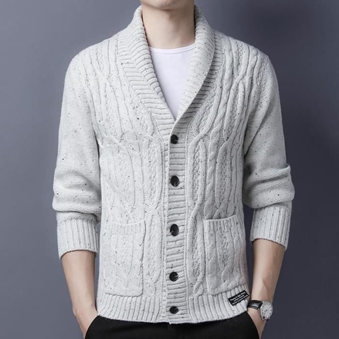 Gilet Cardigan Homme ALLTHEMEN - Fermeture Éclair - Polyester Chaud - Style Décontracté