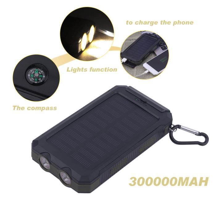 300000mAh solaire portatif batterie externe USB power bank énergie solaire  imperméable de grande capacité - Cdiscount Téléphonie