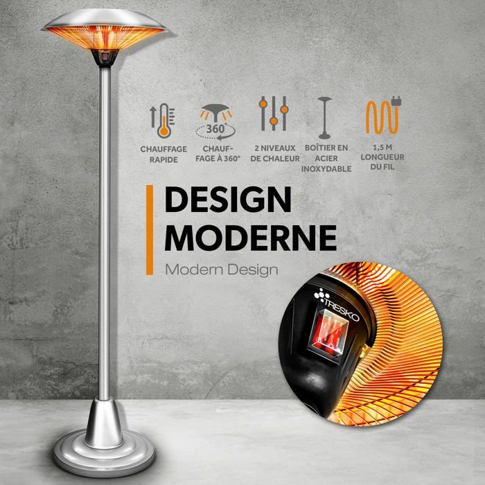 Radiateur Infrarouge De Plafond Vintage SunRed 2500W - Noir, Terrasse Et Intérieur